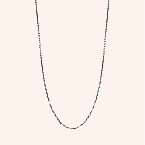 $130 MONICA RICH KOSANN "FRANKIE" BLACK STAINLESS STEEL DELICATE CHAIN - Picture 3 of 5